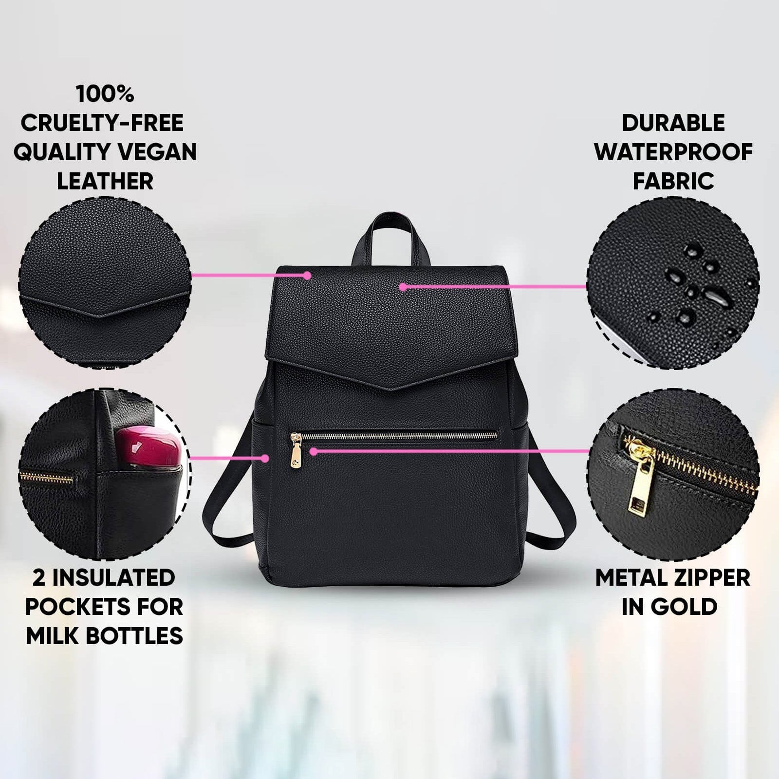 Classic Diaper Backpack | Black - Diaper Bag by Hannah and Henry USA