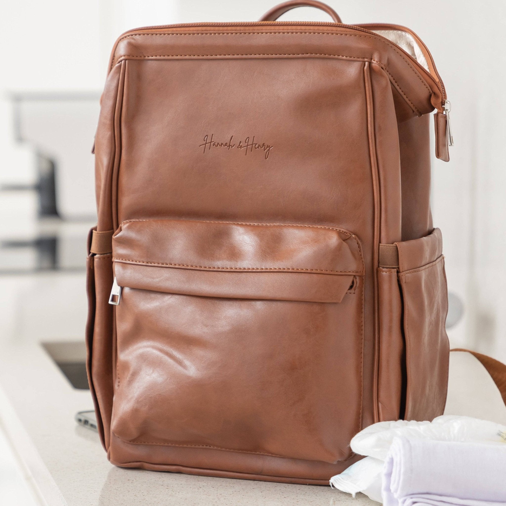Vintage Diaper Backpack | Brown - Diaper Bag by Hannah and Henry USA