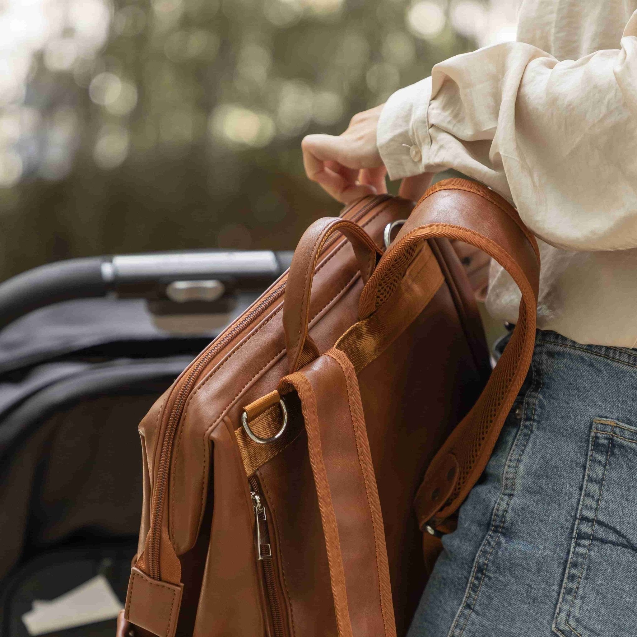 Vintage Diaper Backpack | Brown - Diaper Bag by Hannah and Henry USA