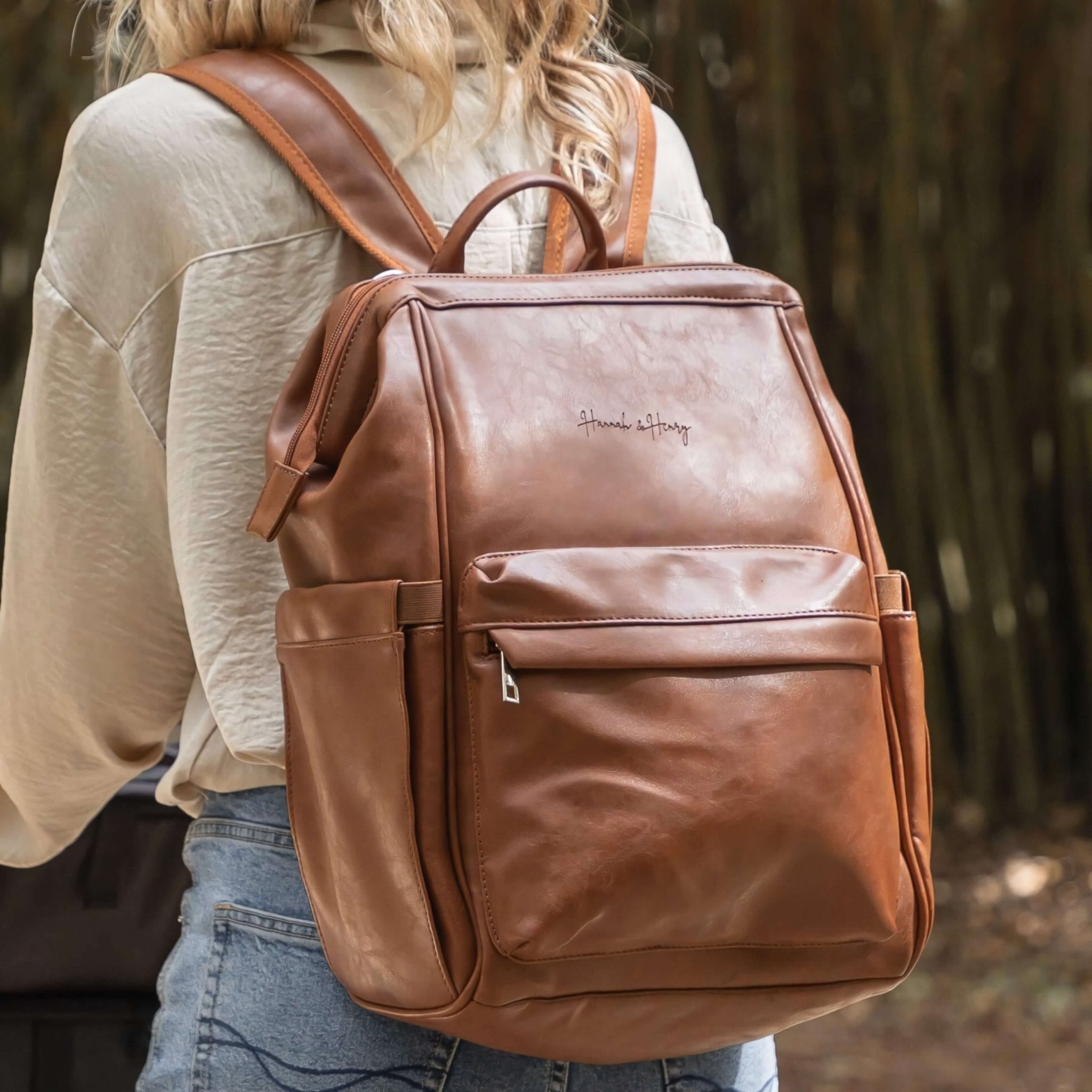 Vintage Diaper Backpack | Brown - Diaper Bag by Hannah and Henry USA