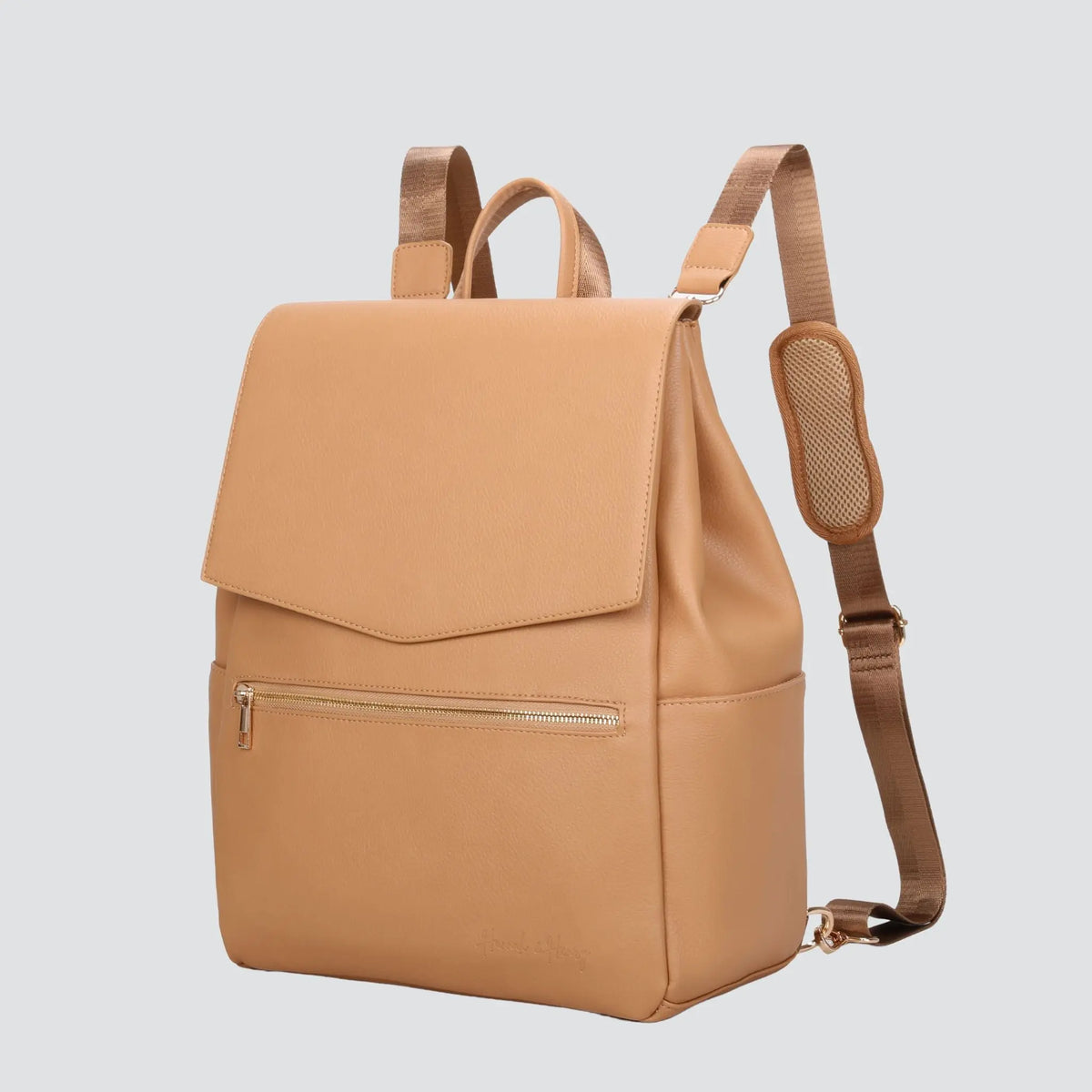 Stylish Tan Faux Leather Backpack. Like new. Good for diaper bag or travel Diaper Bag Backpack · Tan by Capra Leather main image 2
