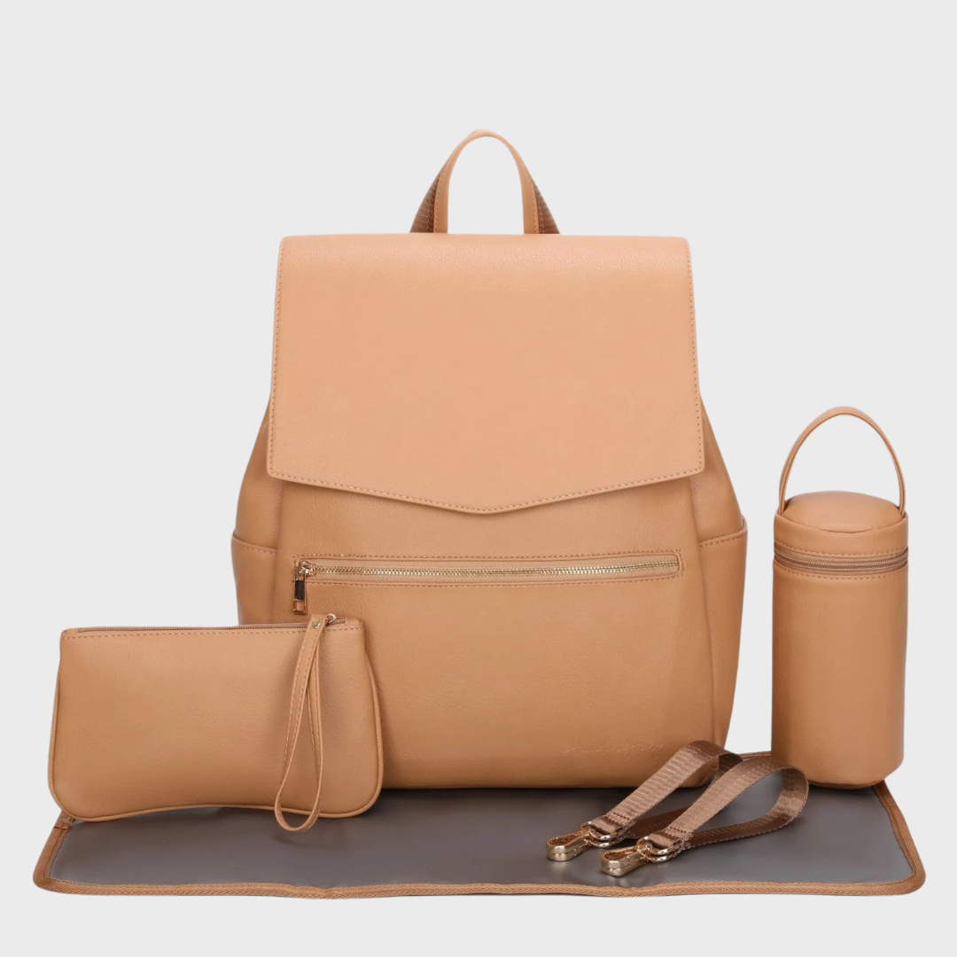 CLASSIC DIAPER BACKPACK TAN - Hannah and Henry USA