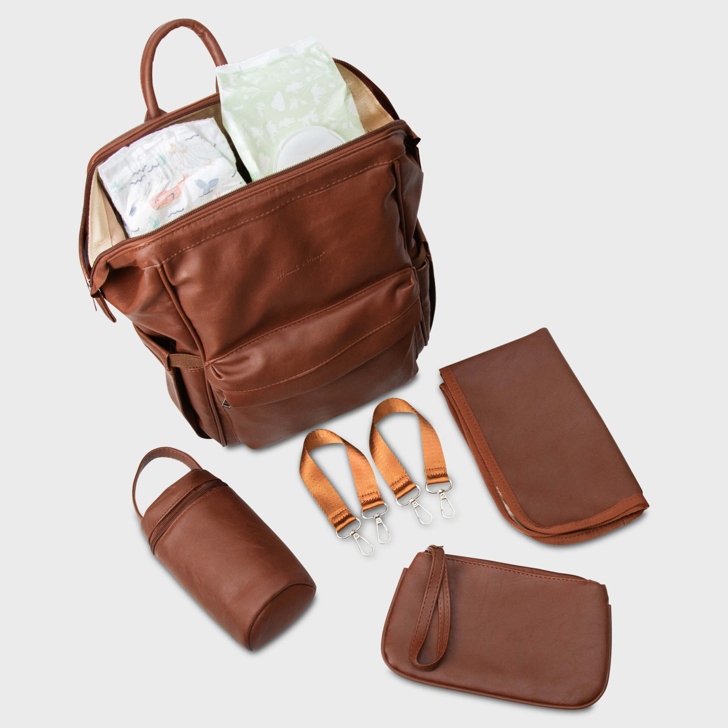 baby claw leather backpack Vintage Diaper Bag Backpack | Best Vegan Leather Baby Bag | Comfortable Padded Straps