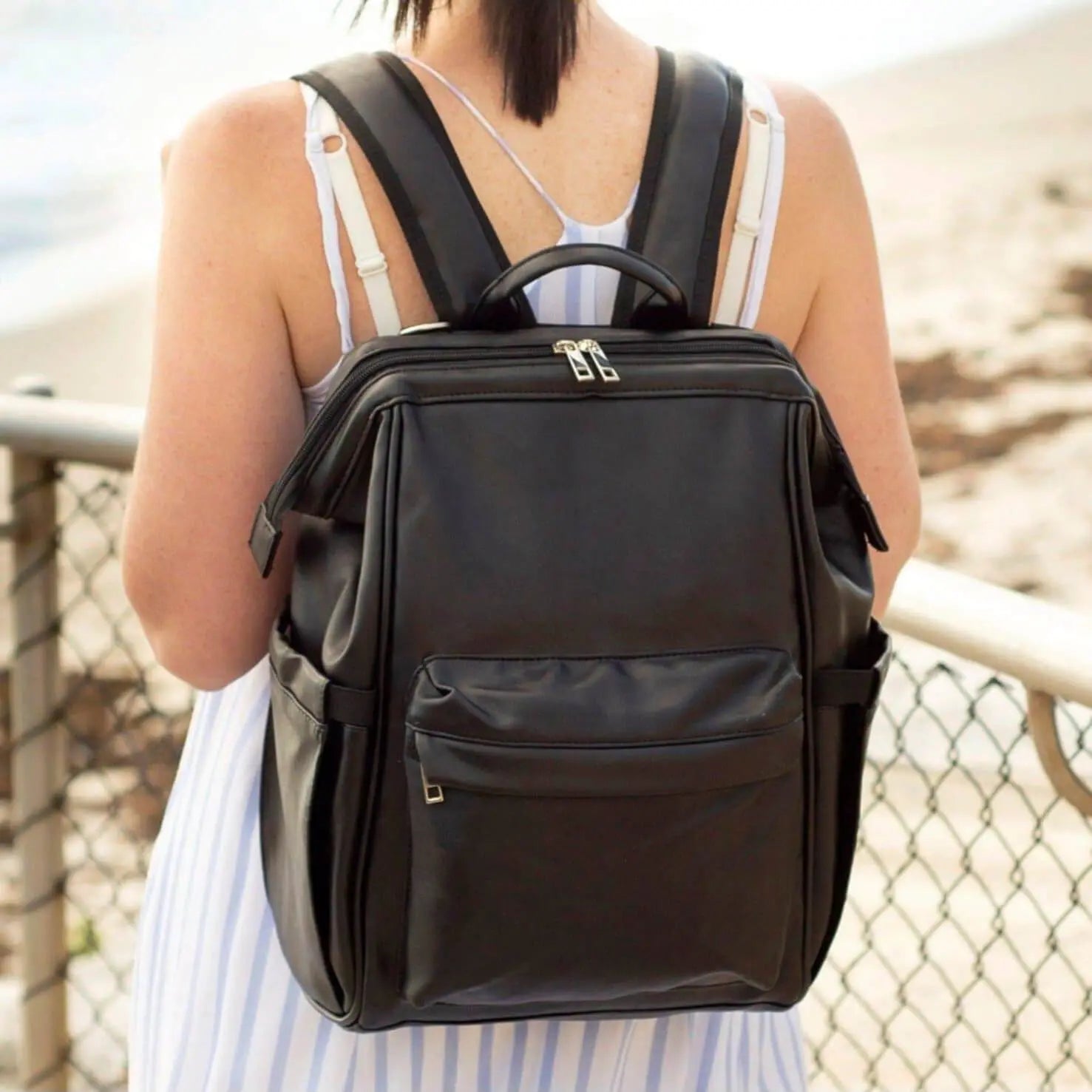 Vintage Diaper Backpack Black - Diaper Bag by Hannah and Henry USA