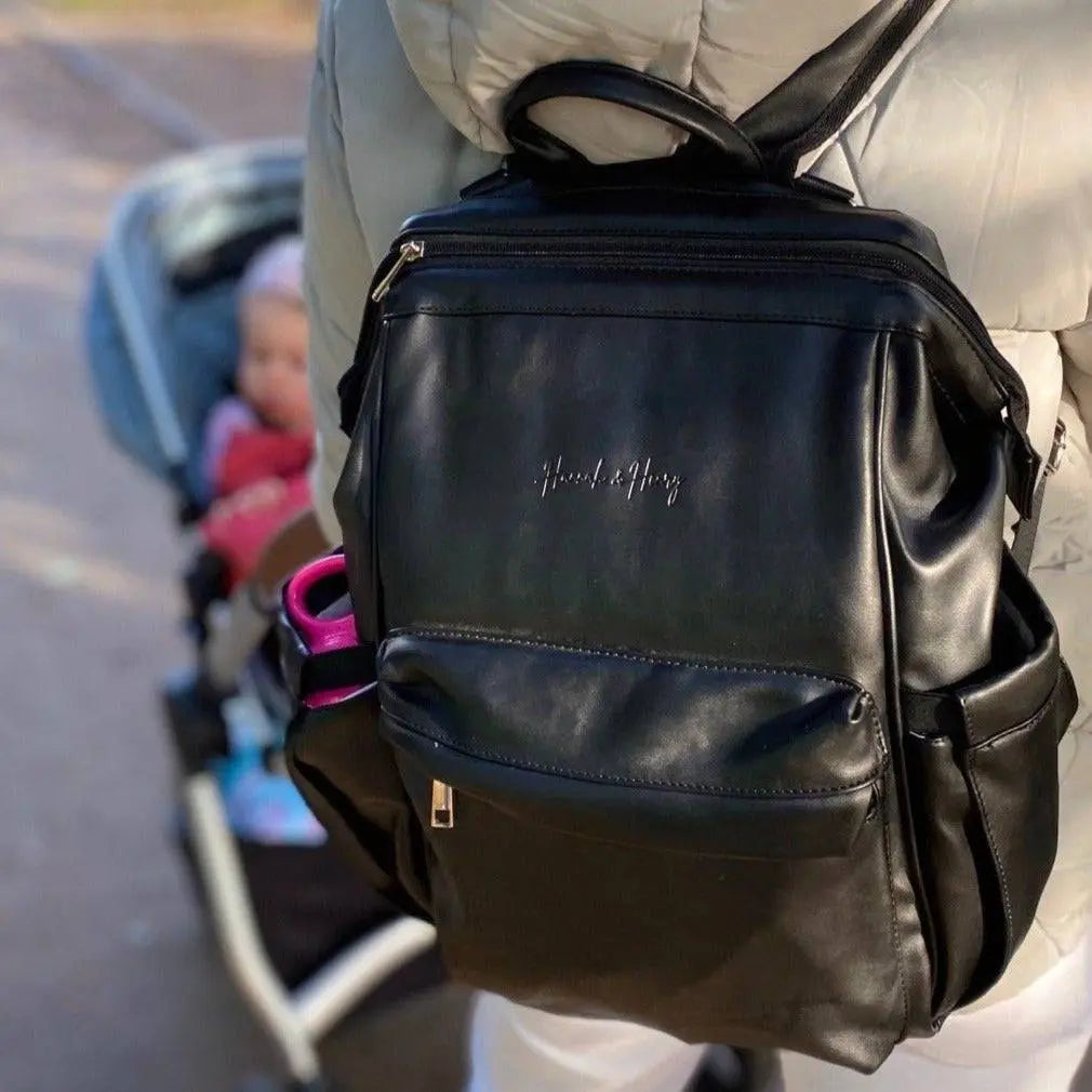 Vintage Diaper Backpack Black - Diaper Bag by Hannah and Henry USA