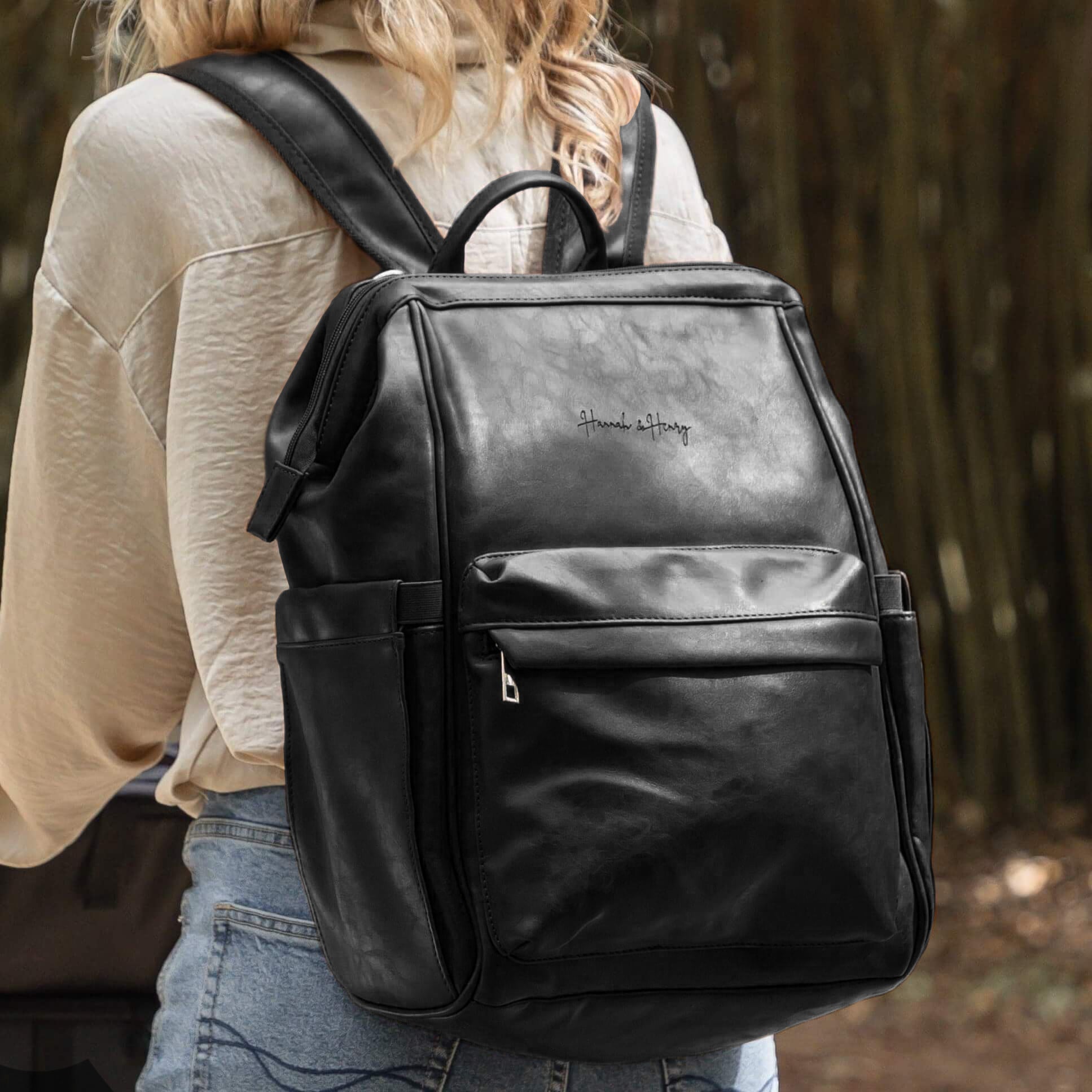 Vintage Diaper Backpack | Black - Hannah and Henry USA