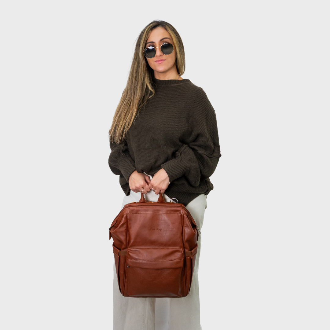 VINTAGE DIAPER BACKPACK BROWN - Hannah and Henry USA