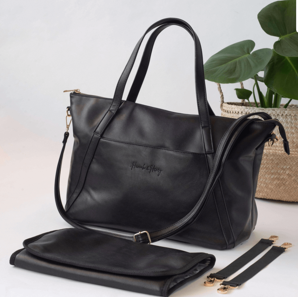 Catherine Diaper Tote | Black - Hannah and Henry USA