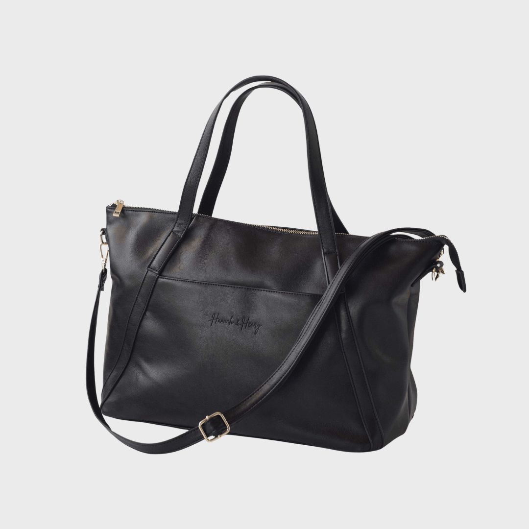 Catherine Diaper Tote Black - Diaper Bag by Hannah and Henry USA