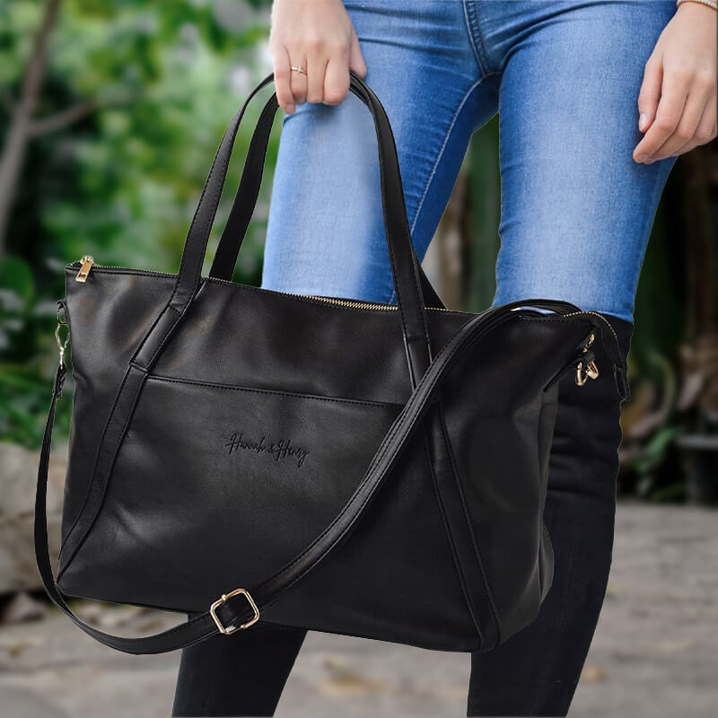 Catherine Diaper Tote | Black - Diaper Bag by Hannah and Henry USA