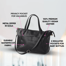 Catherine Diaper Tote Black - Diaper Bag by Hannah and Henry USA