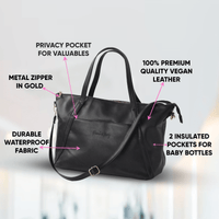 Catherine Diaper Tote Black - Diaper Bag by Hannah and Henry USA