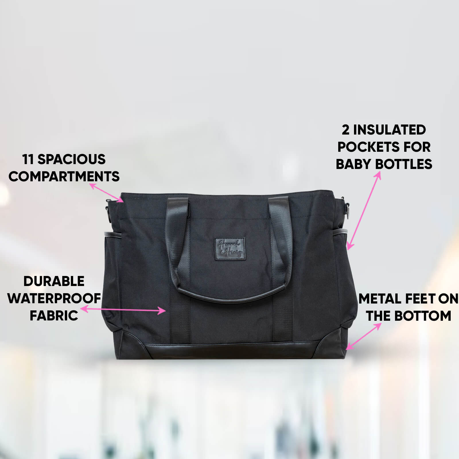 Charlie Diaper Tote | Black - Diaper Bag by Hannah and Henry USA