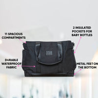 Charlie Diaper Tote Black - Diaper Bag by Hannah and Henry USA
