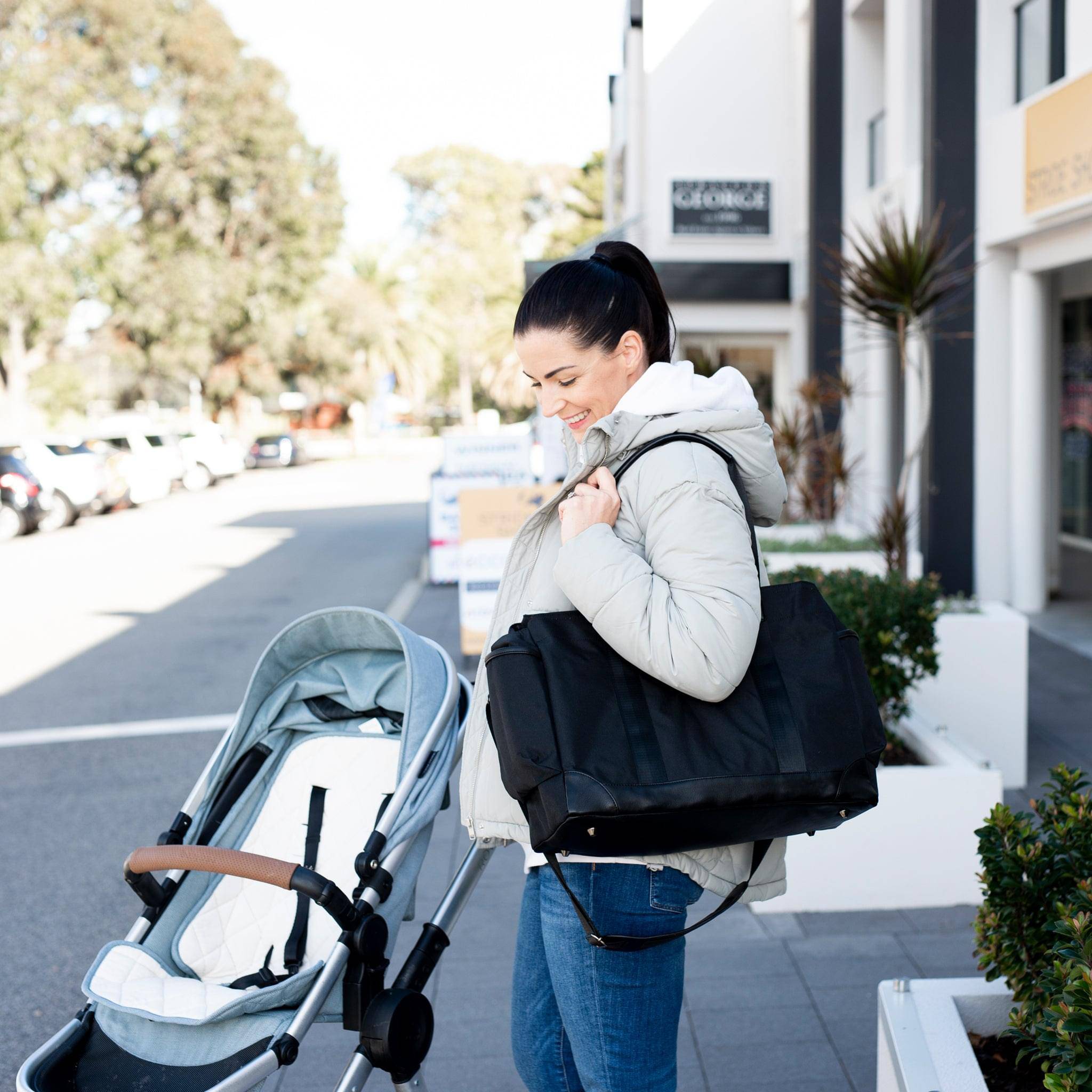 Charlie Diaper Tote | Black - Diaper Bag by Hannah and Henry USA
