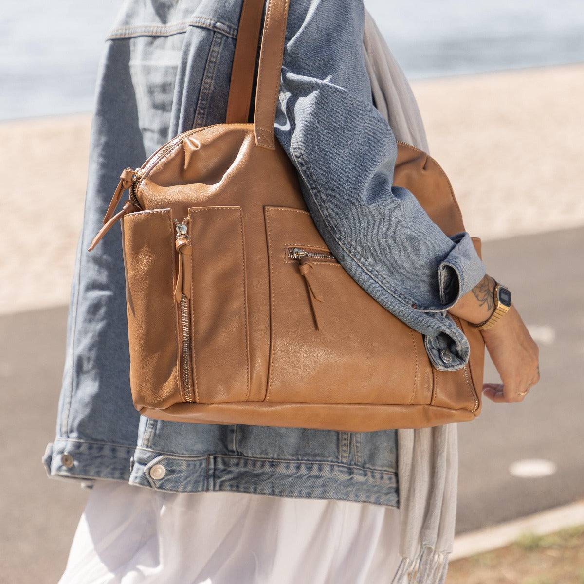 Chelsea Convertible | Tan - Diaper Bag by Hannah and Henry USA