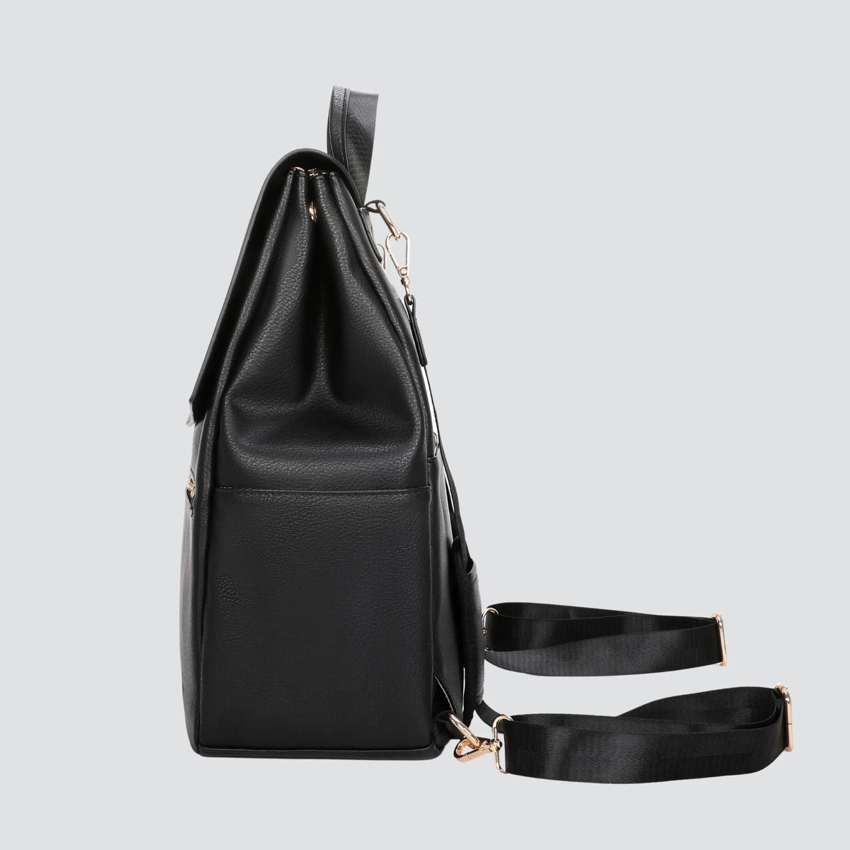 B.B.N.Y Black Leather Backpack Purse Ebony Classic City Pack II | Black Vegan Leather Diaper  main image 3