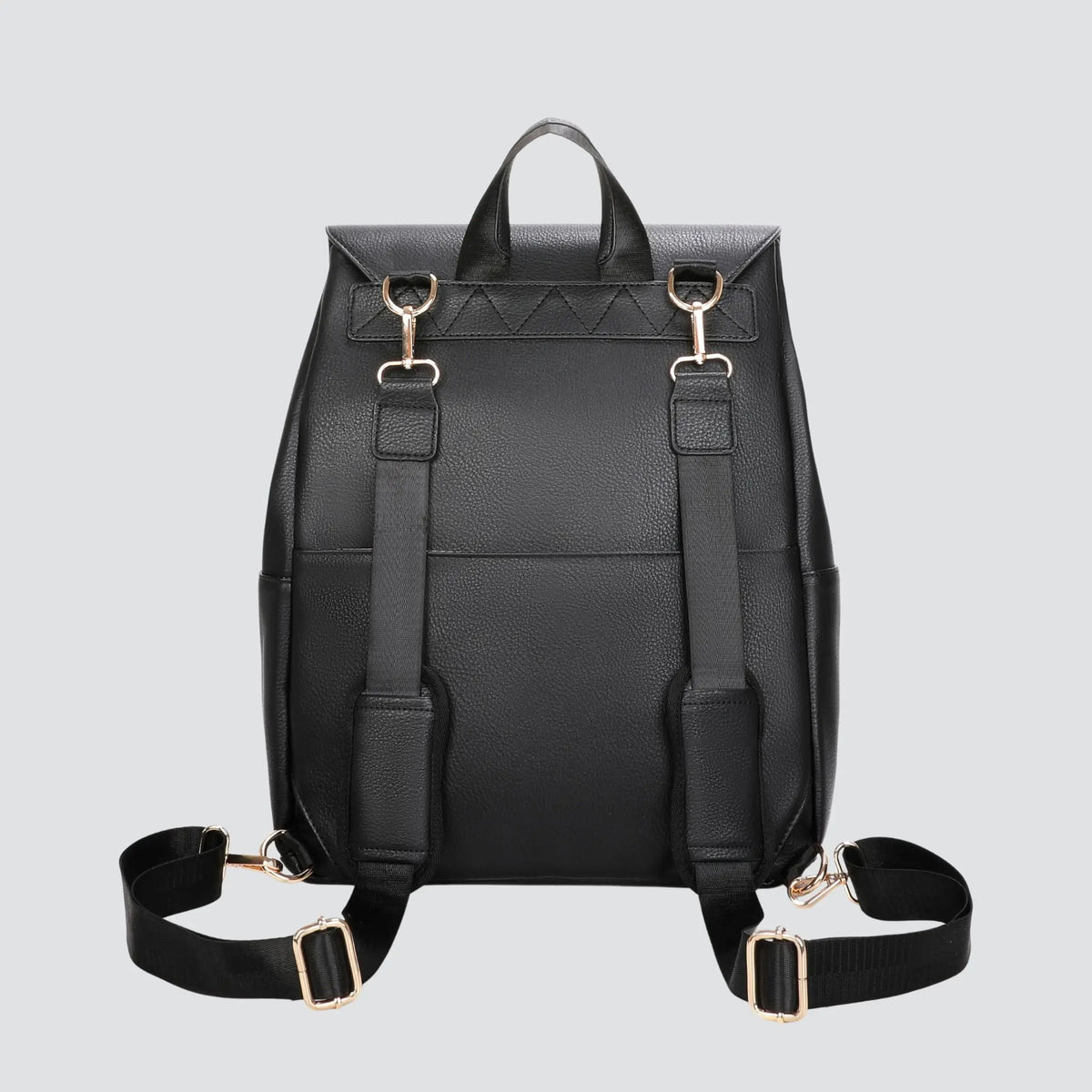 B.B.N.Y Black Leather Backpack Purse Ebony Classic City Pack II | Black Vegan Leather Diaper  main image 4