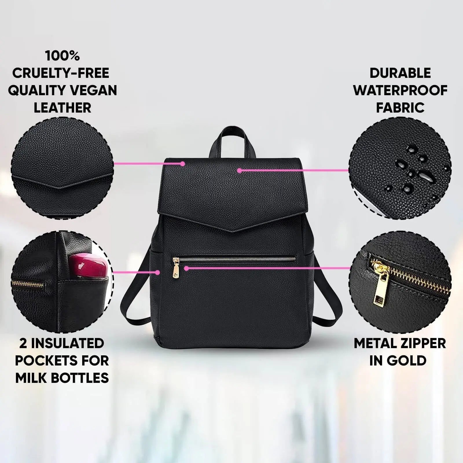 Classic Diaper Backpack Black - Diaper Bag by Hannah and Henry USA
