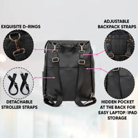 Classic Diaper Backpack Black - Diaper Bag by Hannah and Henry USA