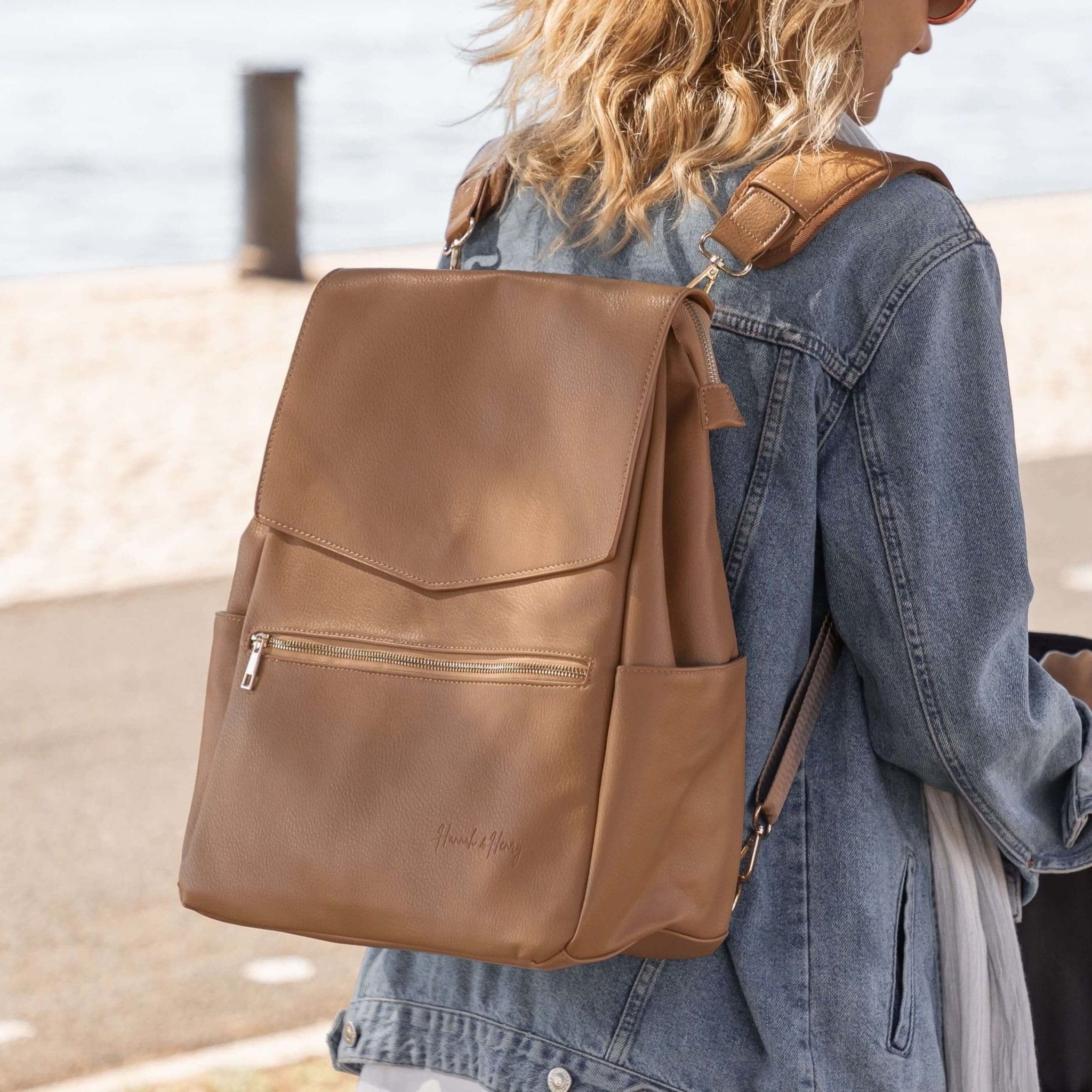 Classic Diaper Backpack | Tan - Diaper Bag by Hannah and Henry USA