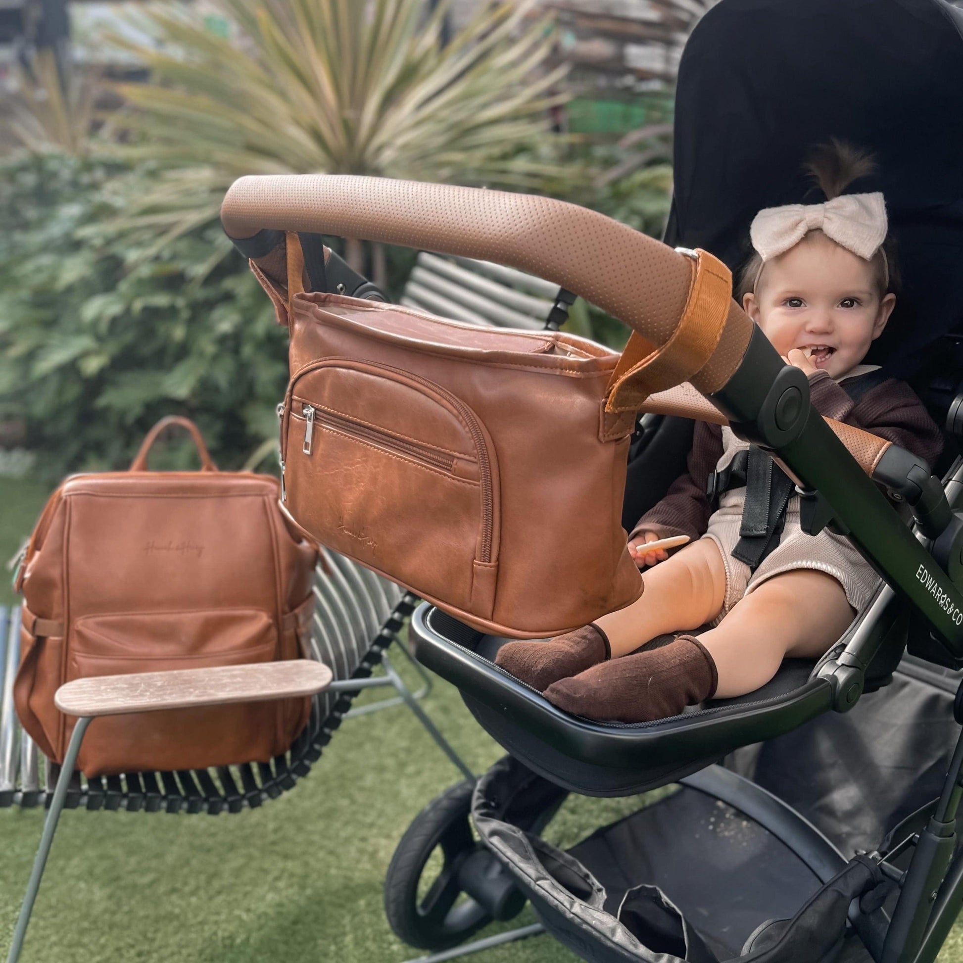 Chloe Stroller Caddy | Brown - Hannah and Henry USA