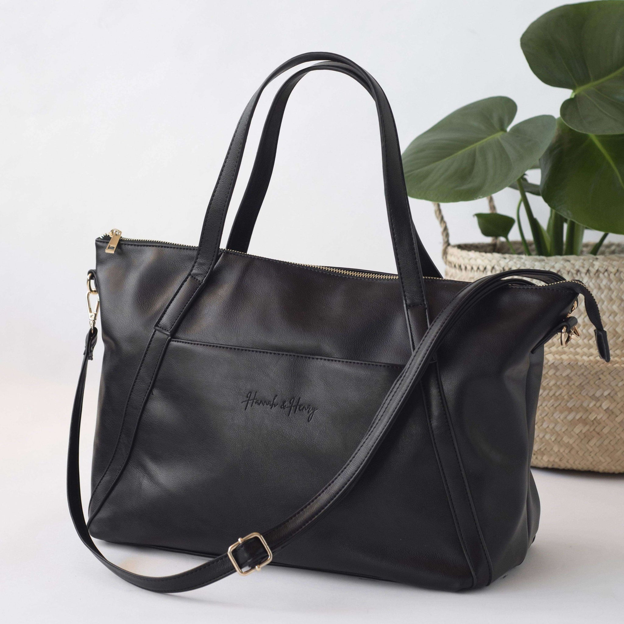 Catherine Diaper Tote | Black - Hannah and Henry USA