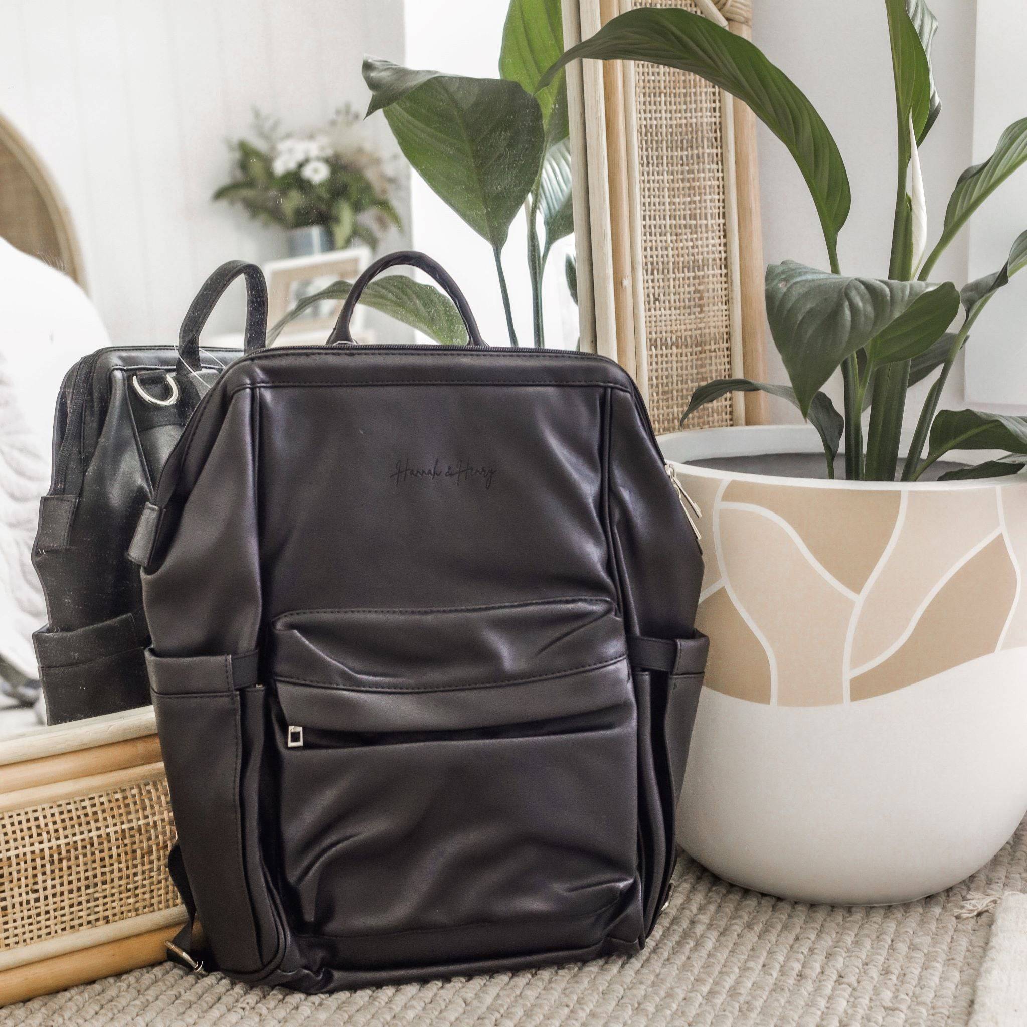 Vintage Diaper Backpack | Black - Hannah and Henry USA